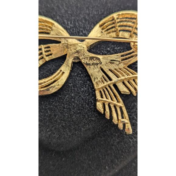 Vintage signed Napier gold Tone wire work Bow shaped Pin Brooch - Picture 5 of 8